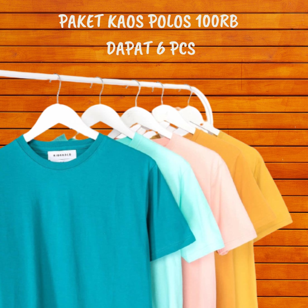 Kaos polos Pria wanita T-shirt polos paket usaha 100rb 6 kaos