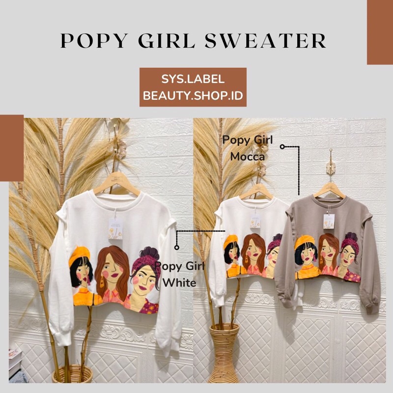 Sweater Popy Girl - Sweater Crop - by SYS.LABEL - Sweater Wanita E4