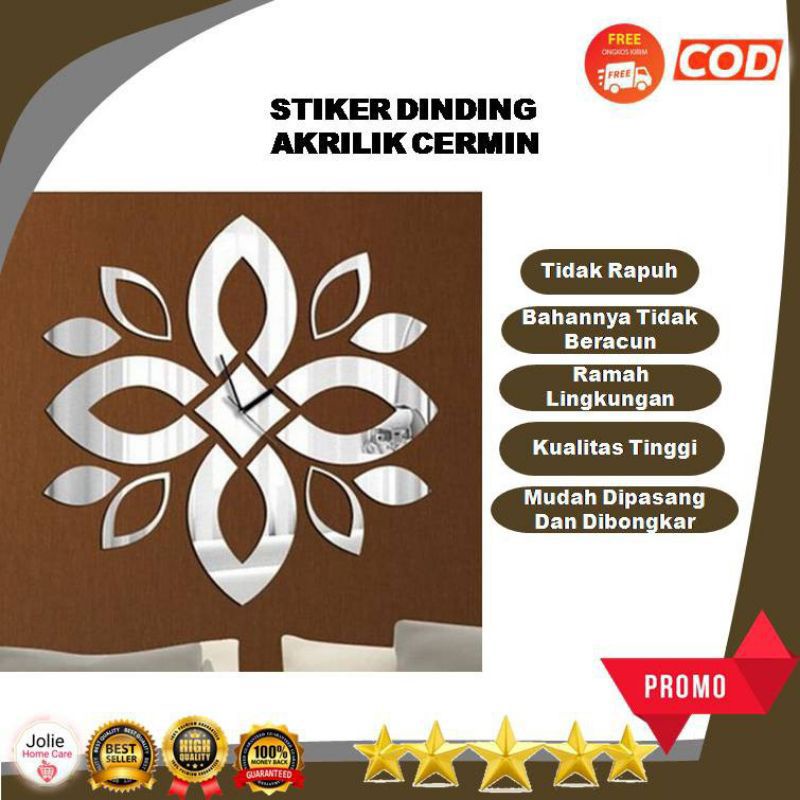 JAM DINDING 3D STIKER ACRYLIK CERMIN