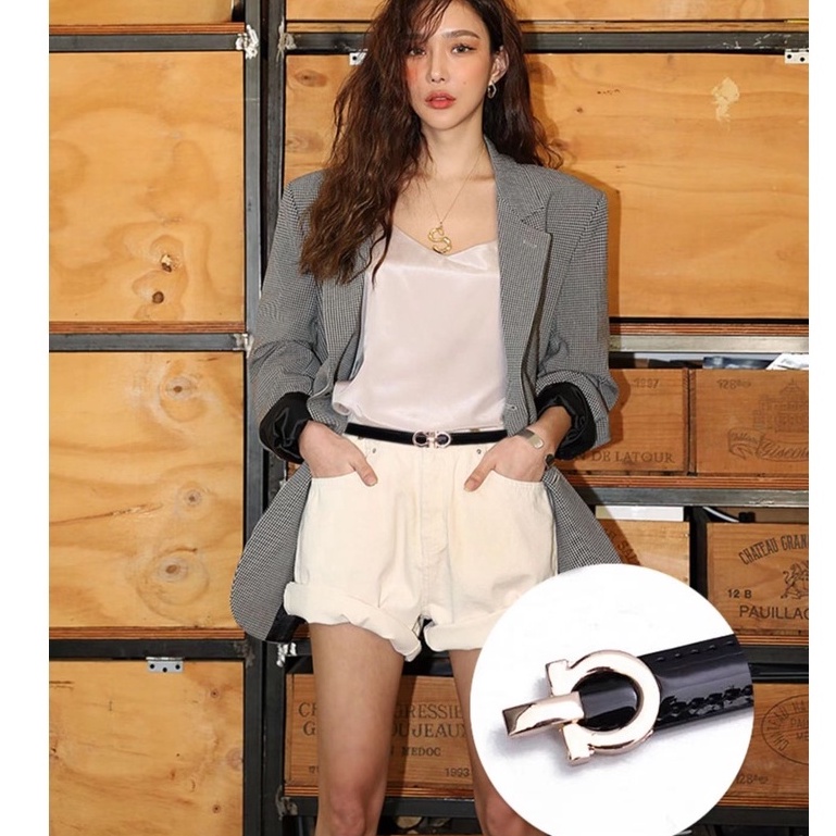 (Hello Girl) YD8 Ikat Pinggang Wanita Polos Thin Belt Korea Import