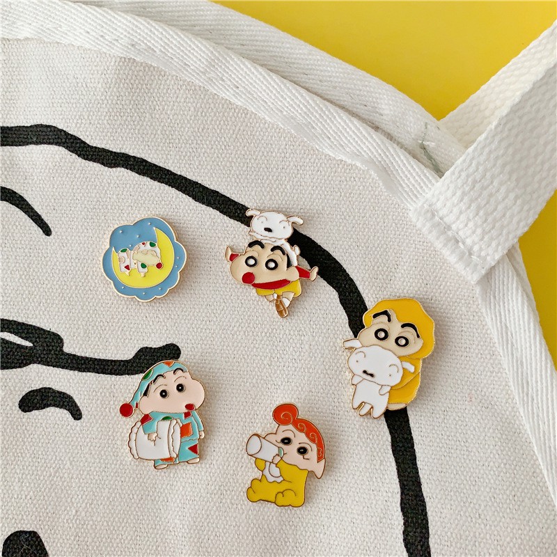 Bros Bentuk Kartun Crayon Shin-Chan Bahan Alloy Untuk Tas Dan Pakaian