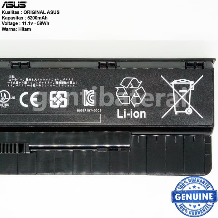 Original Baterai ASUS N46, N56, N76, N76, R500N, F45A, F55, A32-N56