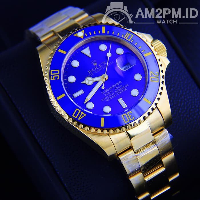 Suplier Jam Tangan Rolex Submariner Date Automatic Gold Blue Ring