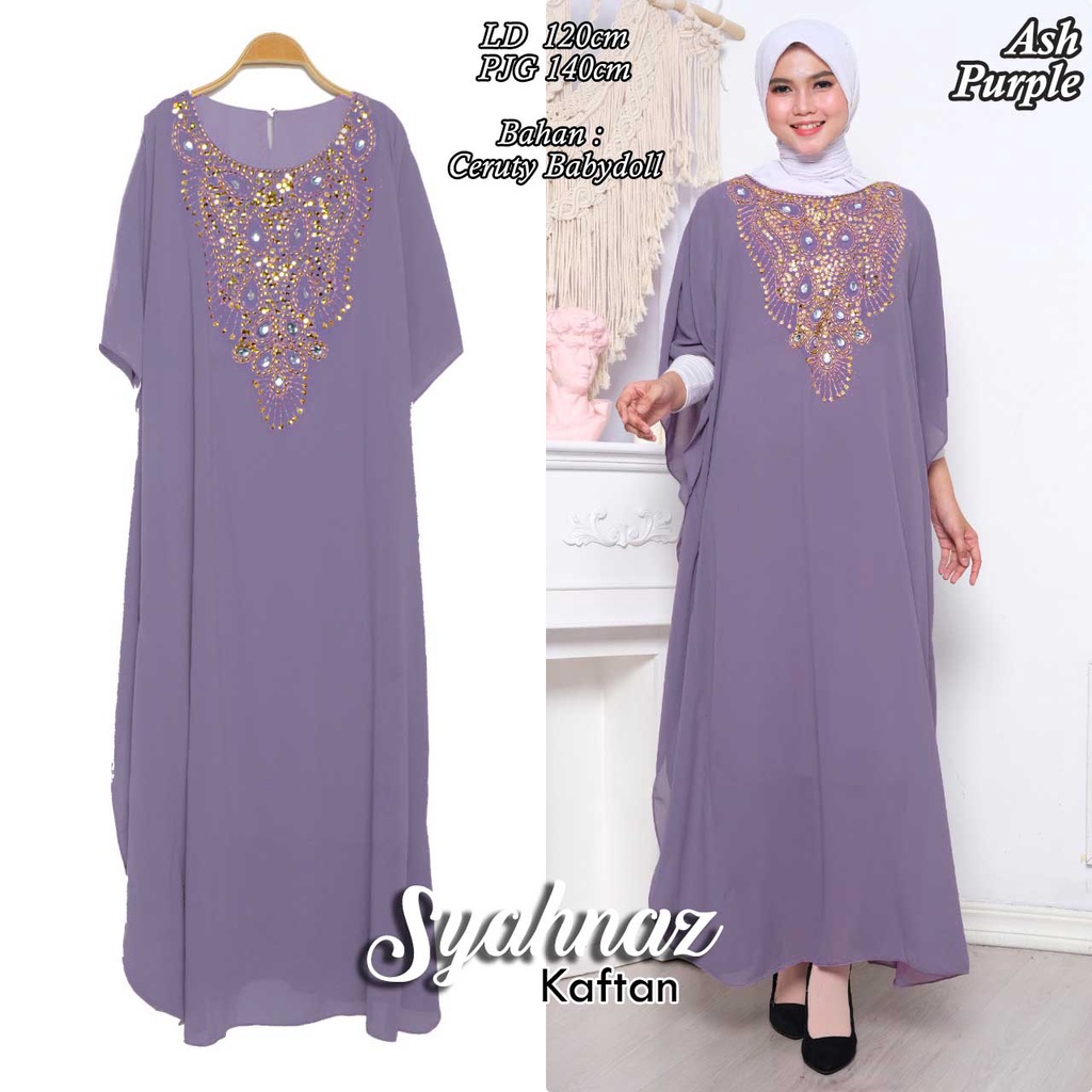 B&R NEW Kaftan Syahnaz / Baju Muslim Wanita / Baju Lebaran / Kaftan Kelelawar / Kaftan Payet Gold / 