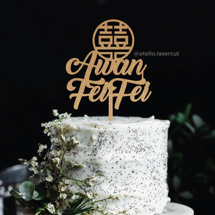 Custom Cake Topper Sangjit Engagement Shuang Xi Lamaran Hiasan Kue