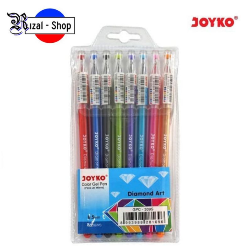 

Color Gel Pen / Pulpen 8 Warna Joyko GPC 309S 0.5 mm Diamond Art