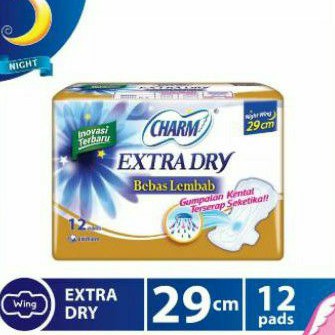 Charm Extra Dry Night Wing 29cm 12 pembalut wanita (no.128)