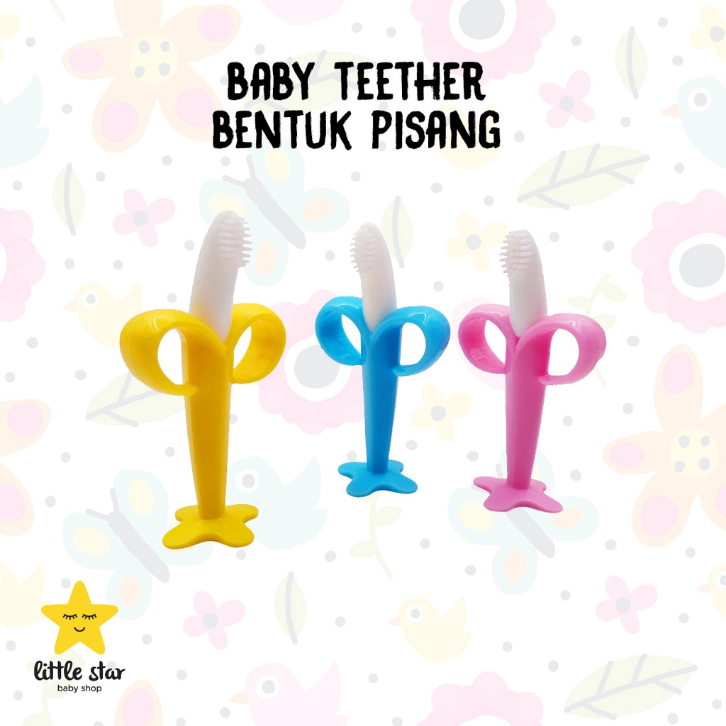 Mainan Gigitan Bayi Pisang | Teether Baby Silikon | Sikat Gigi Newborn