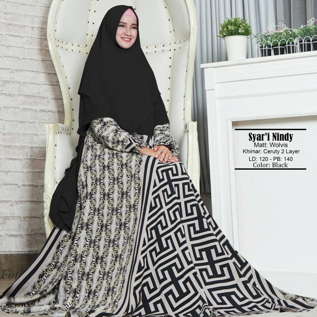 Set Gamis Syari Nindy Gamis Jumbo Motif Busui
