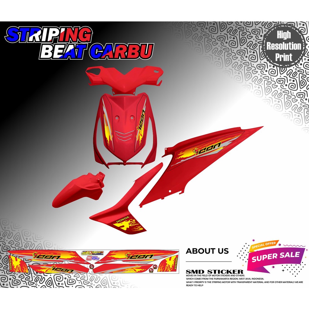 STICKER RACING VARIASI BEAT KARBU STRIPING MURAH STRIPING VARIASI BEAT KARBU