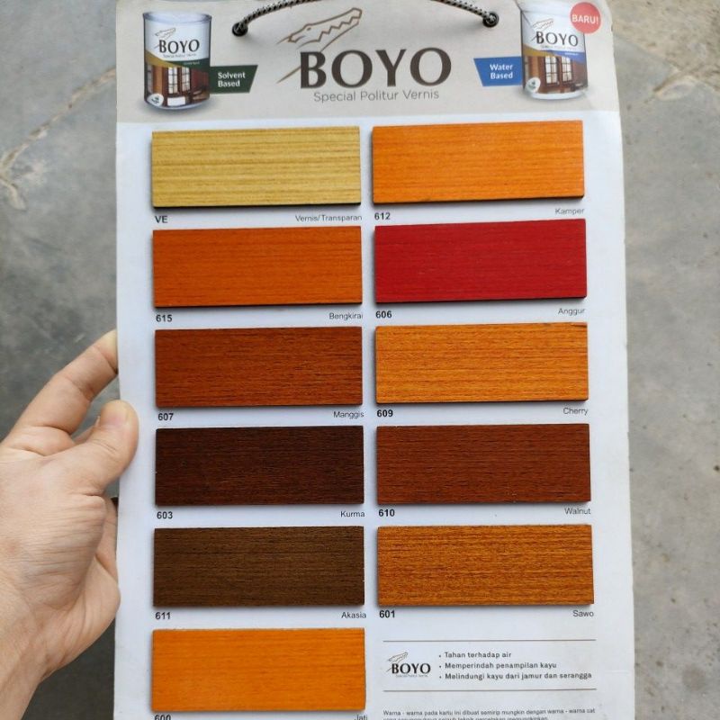 Jual Cat politur kayu boyo cat vernis kayu pengkilap kayu warna cat