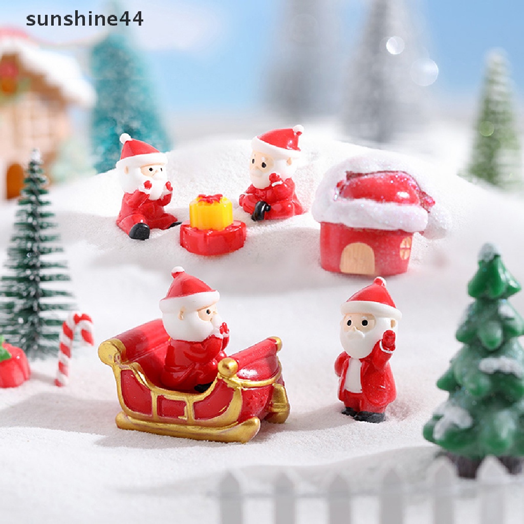 Sunshine 1PC Miniatur Santa Claus / Snowman Bahan Resin Untuk Dekorasi Lansekap Mikro