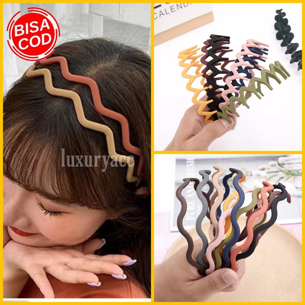 Bando Sirkam Model Gelombang / bando zigzag /  bando korea / warna doff / kekinian / remaja / anak p