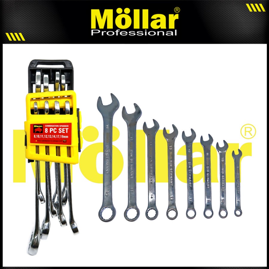 BISON KUNCI RING PAS SET COMBINATION WRENCH SET 8PCS 8-19mm