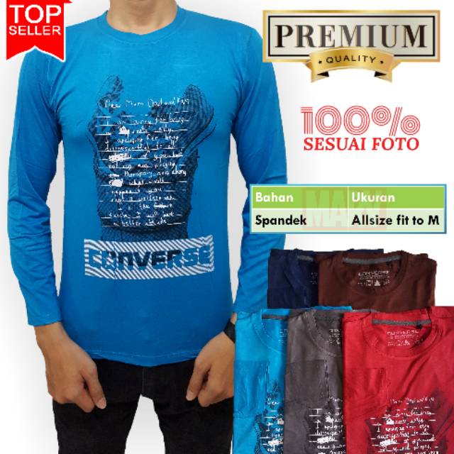 Kaos Long Sleeve Cowok Distro Tshirt Spandek Baju Pria Lengan Panjang Converse Top Seller