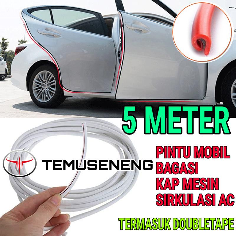 Panjang 5 M Karet Lis Pintu Mobil Warna Putih List Pengaman Pelindung Pintu Mobil Dobletape
