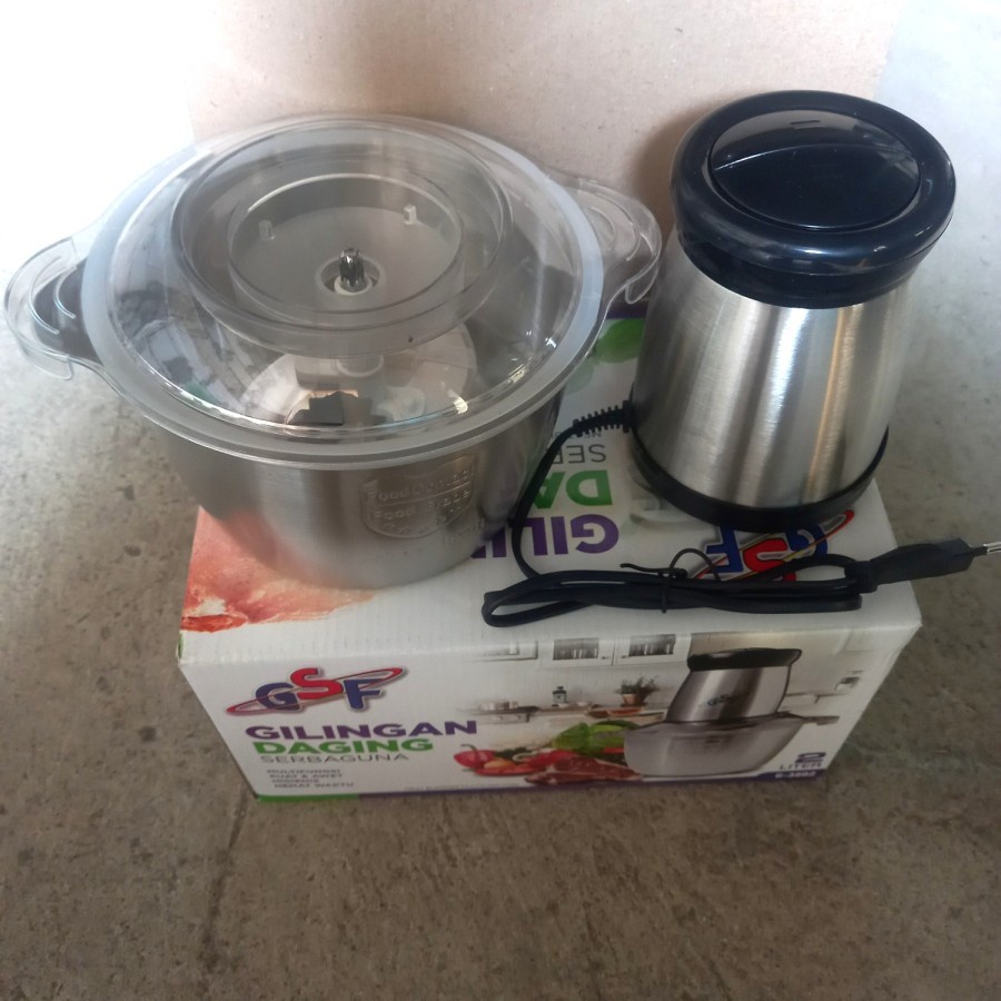 Chopper Daging GSF G-3802 Food Processor Electric 2 Liter 4 Mata Pisau Chooper Daging &amp; Bumbu -Halus