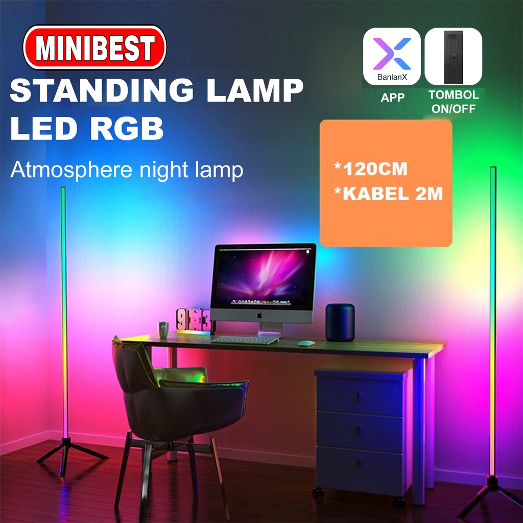 MINIBEST Lampu RGB Stand Sudut Lantai Minimalis / Standing Side Floor Lamp / Lampu Dekorasi standing rgb