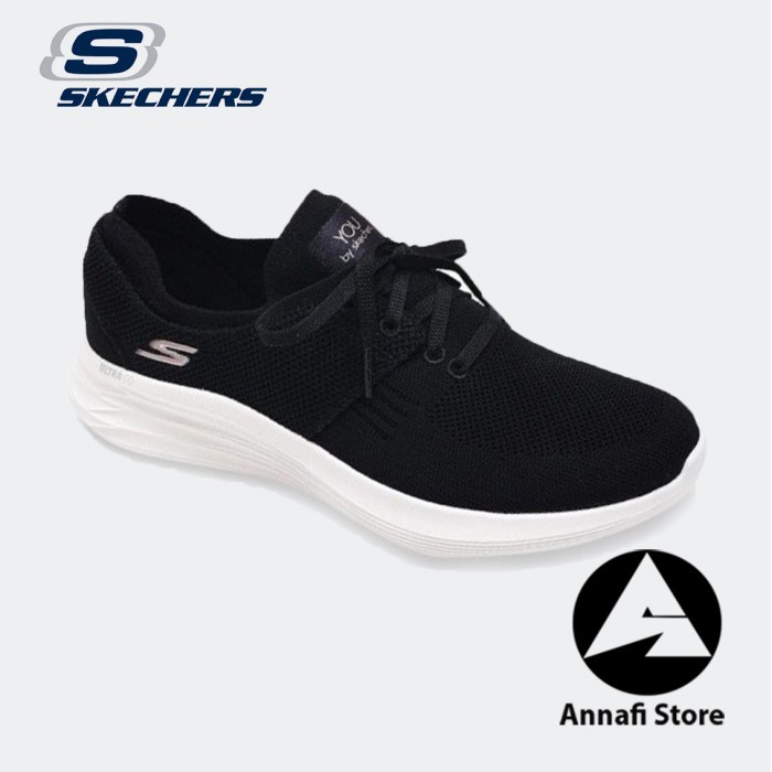 JUAL SEPATU SNEAKRES SKECHERS YOU WAVE WISH 132018-BKW - BLACK
