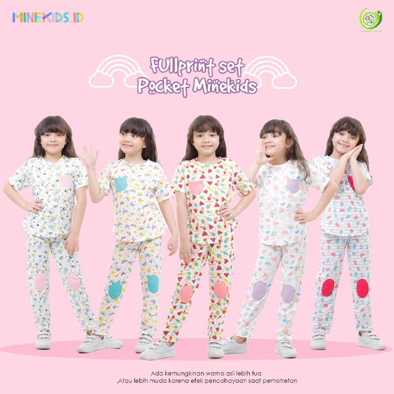 Pajamas Anak Perempuan Warna Putih Motif Printing Animasi Bahan Katun Combed 24's | FULLPRINT MK04 C