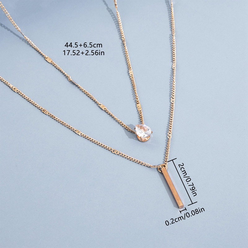 Set Kalung Liontin Kristal Berlian Imitasi Bentuk Persegi Geometris Warna Emas Gaya Vintage Untuk Wanita