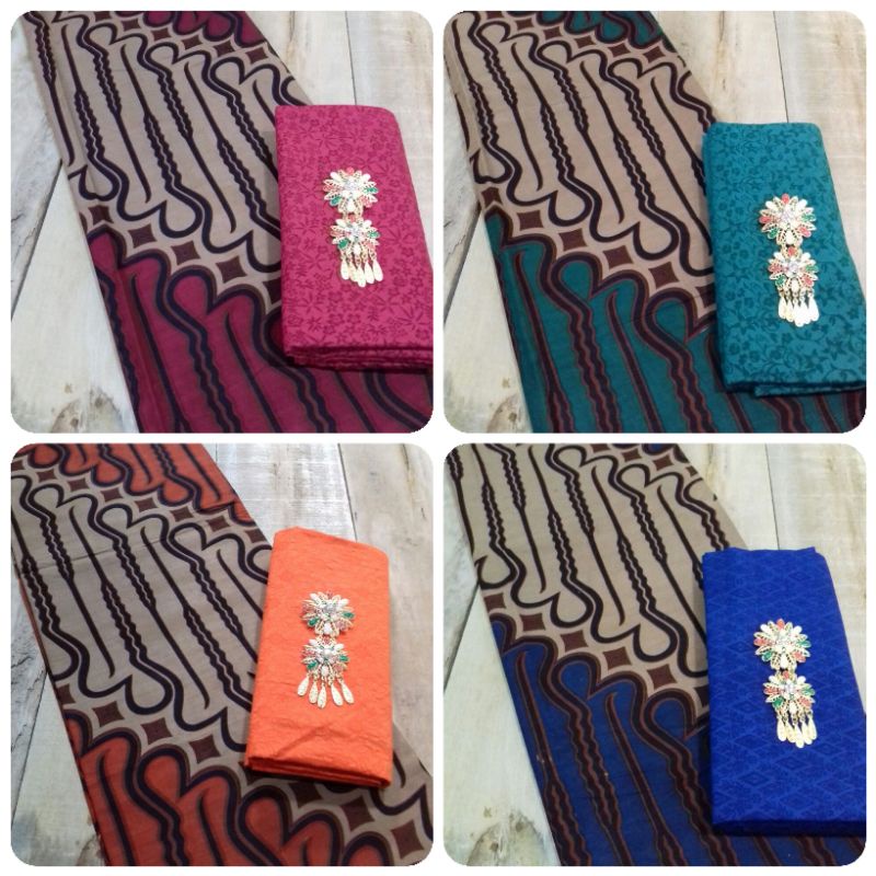 KAIN BATIK MOTIF SENO PUTIH SET BURKAT