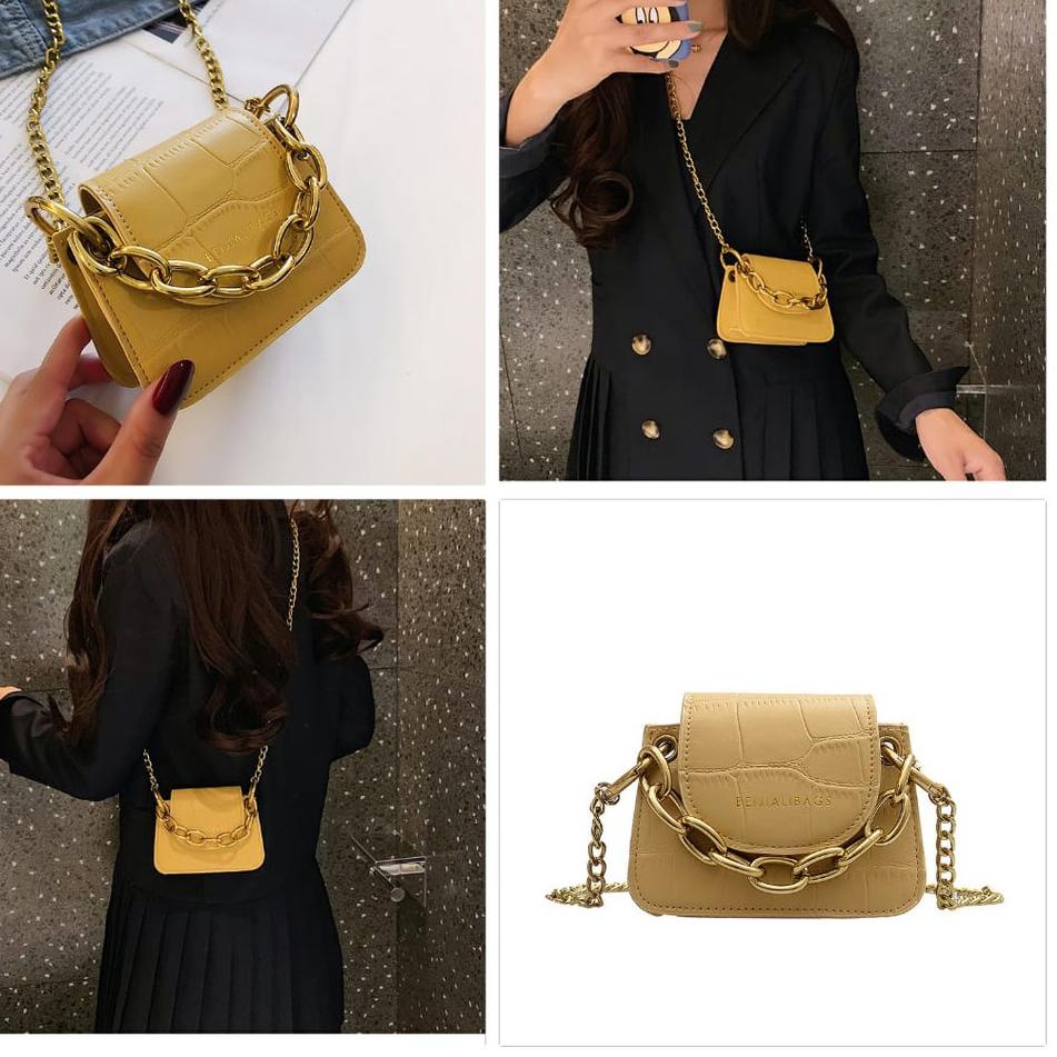 (SIAP KIRIM) TAS WANITA KECIL RANTAI KULIT THALE SELEMPANG PESTA GOLD IMPORT MURAH KOREA KEKINIAN FA