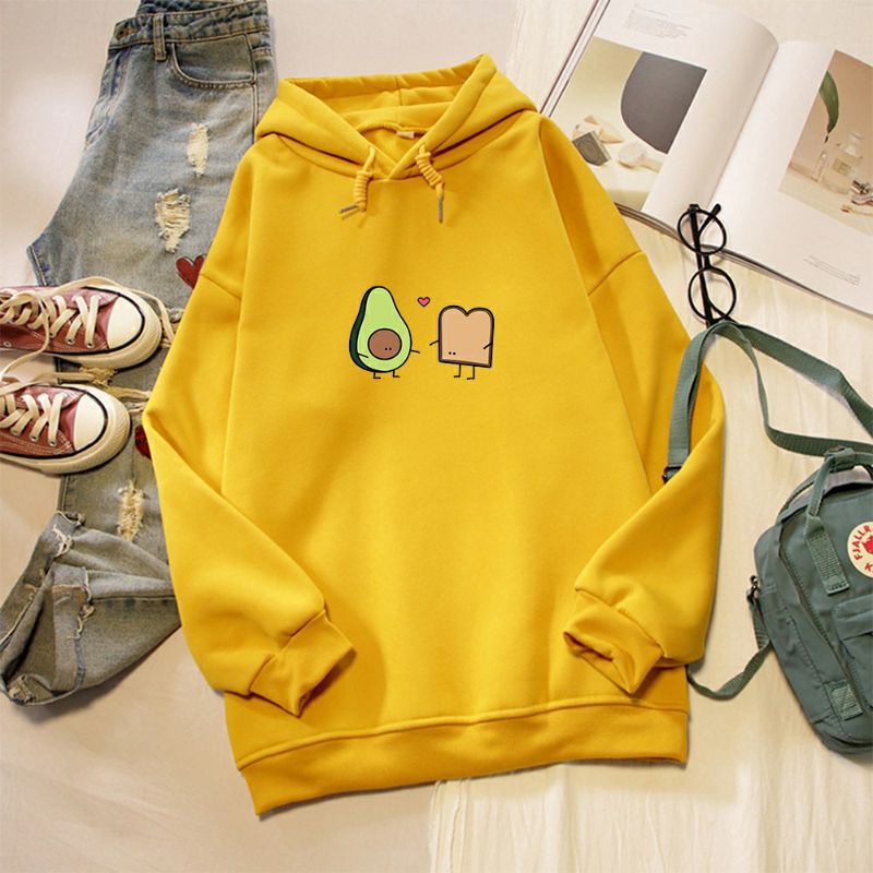 (S - 6XL) Hoodie Cute AVOCADO VEGAN BREAD Kawaii Jaket Cartoon Jumper JUMBO BIGSIZE OVERSIZE Unisex Korean Style Harajuku