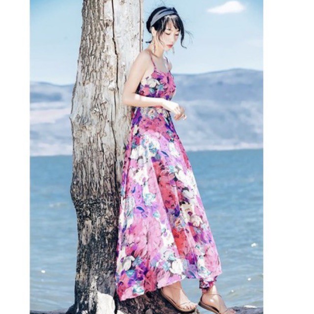 dress panjang A Line dengan model semi backless tali ikat punggung CODE DB35-01