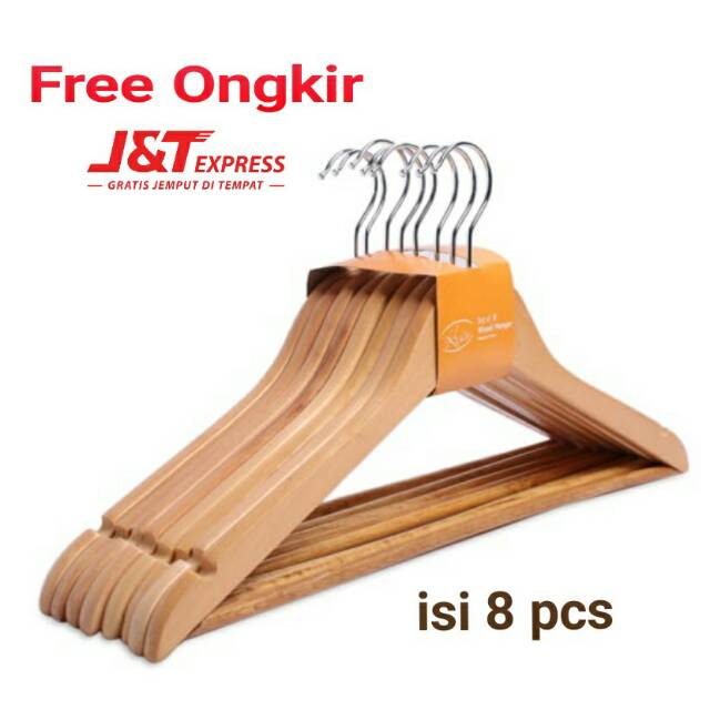 Jual Hanger Kayu Warna Natural Kriss Wooden Hanger Nature Isi