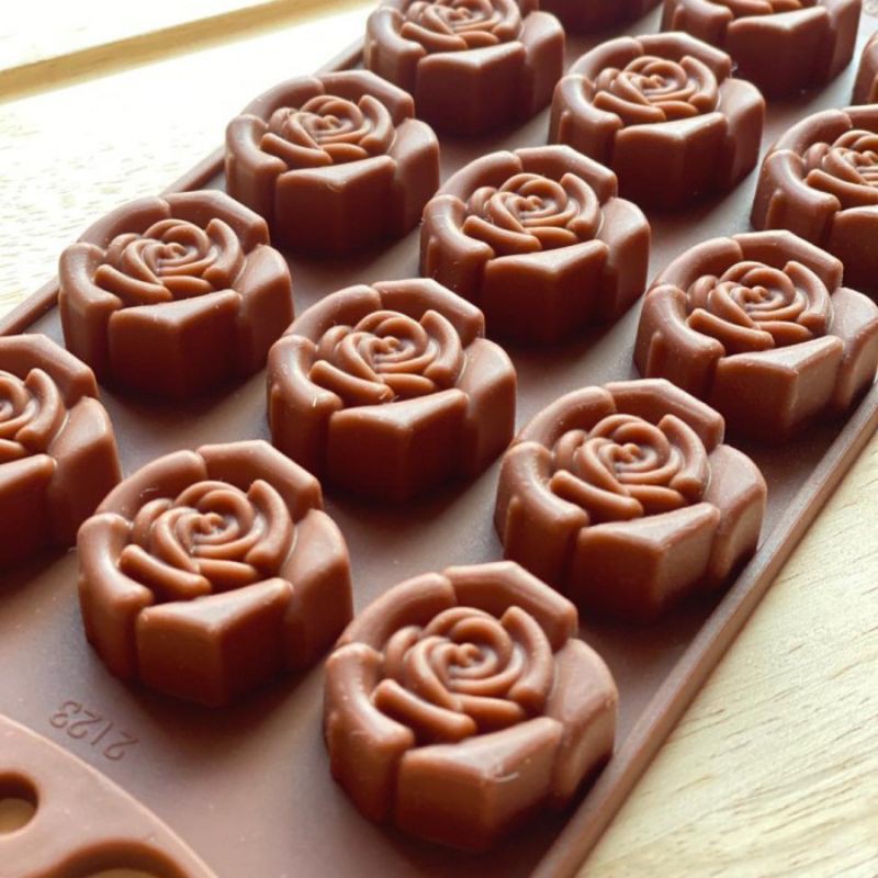 CETAKAN SILIKON PUDING COKLAT JELLY BUNGA ROSE