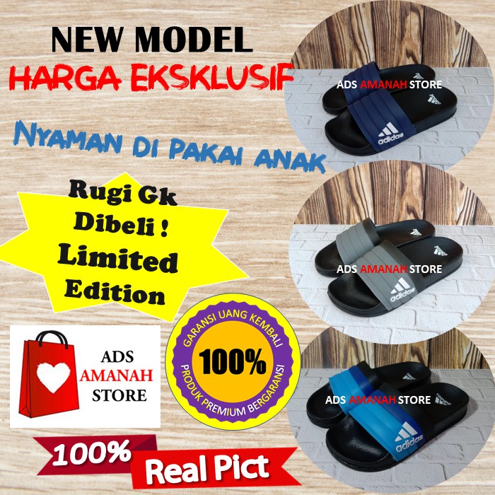 Sandal Sendal Slop Selop Anak Murah Adidas Import Karet Laki Laki Cowok Perempuan Cewek