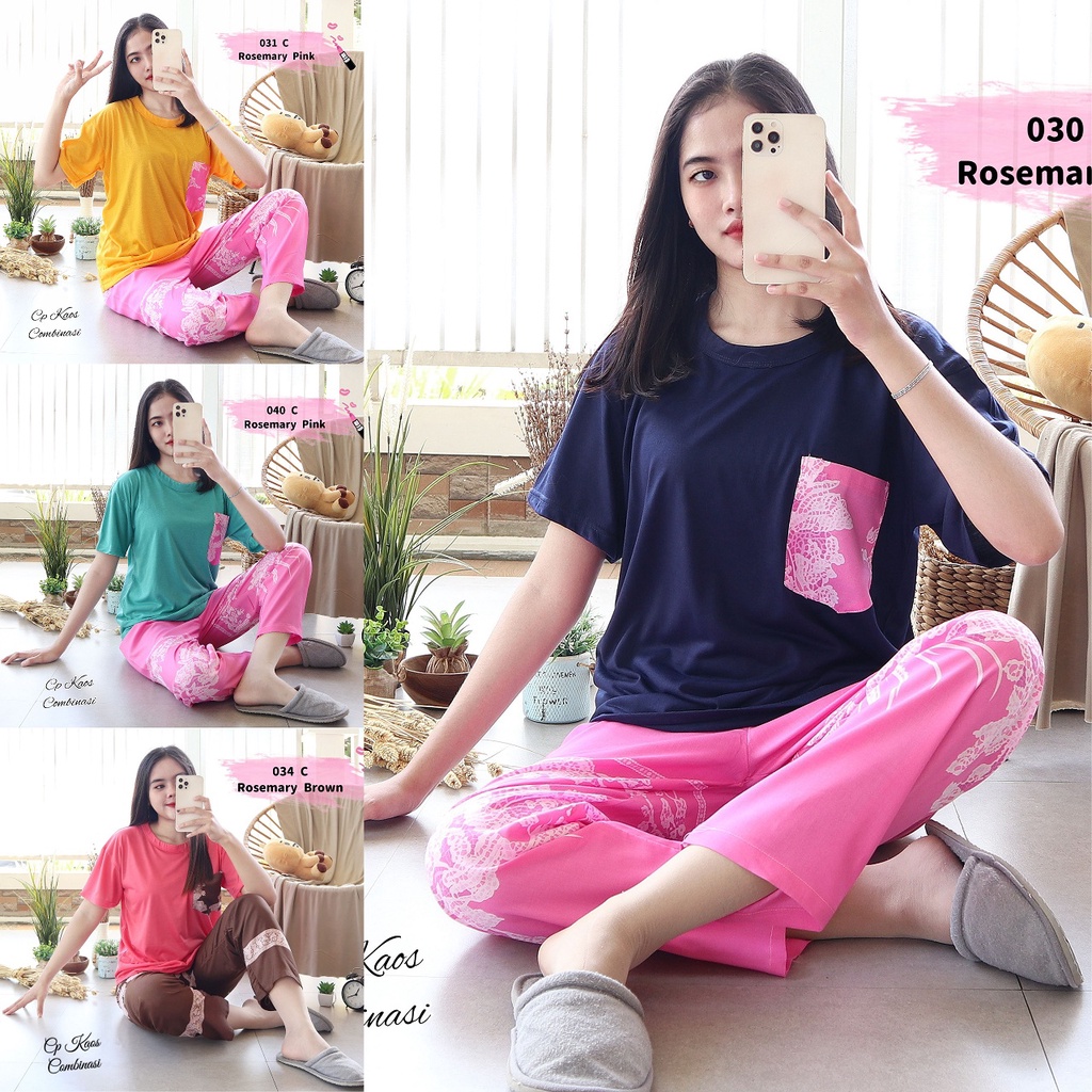IZANY Piyama Kaos CP Oblong Kaos kombinasi RAYON