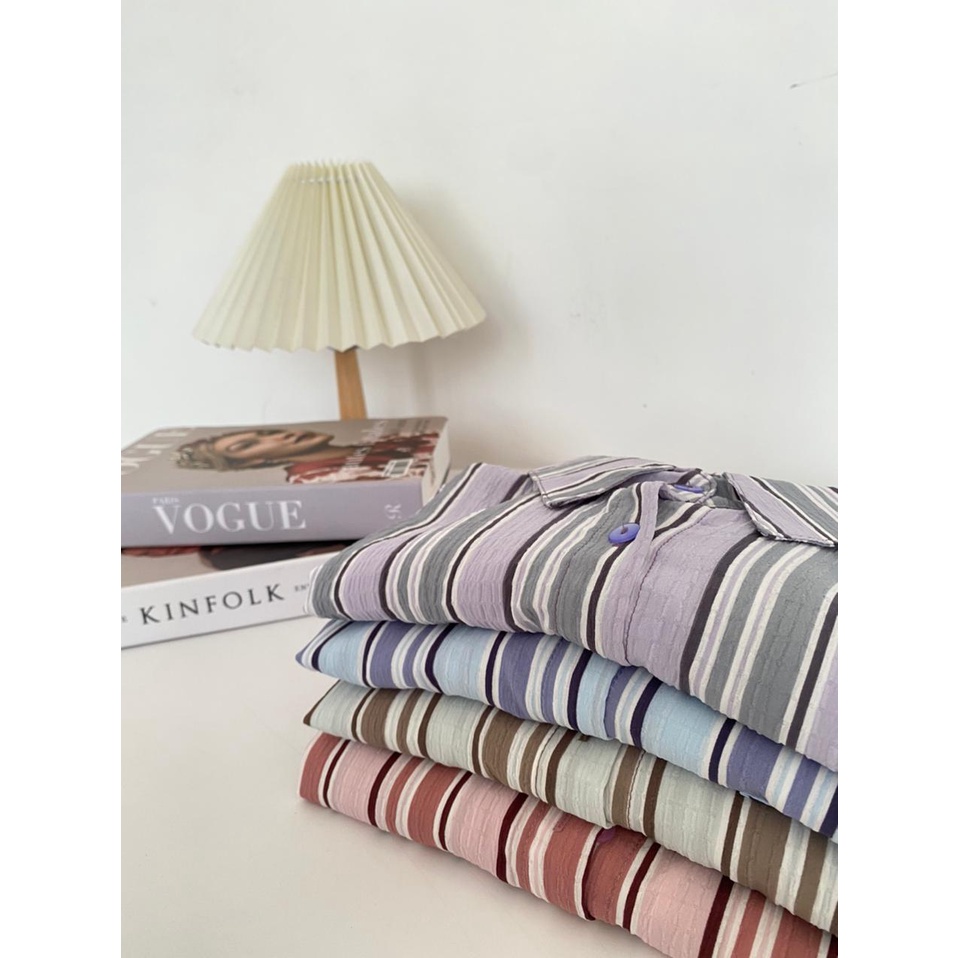 Amy Shirt Kemeja Stripe Salur Wanita