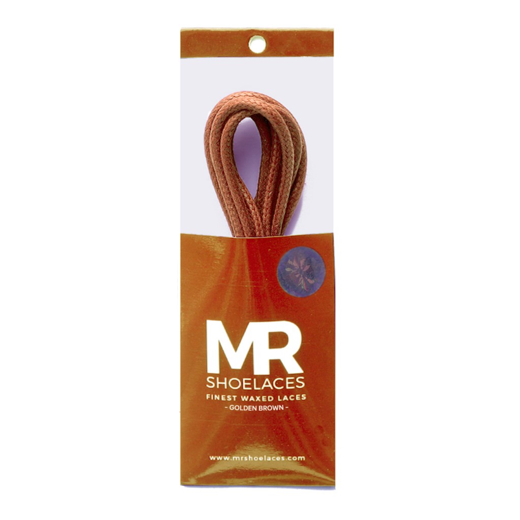 MR Shoelaces RD08 Golden Brown Coklat Emas Tali Sepatu Lilin 2-3mm Bulat Round 50cm 60cm 70cm 80cm 90cm 100cm 120cm 150cm (Waxed Laces) - Premium Shoelace