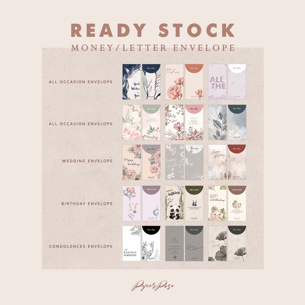 

ENVELOPE READY STOCK - ALL OCASSION / WEDDDING / BIRTHDAY / CONDOLENCES | collection / money envelope, letter envelope, angpao, amplop