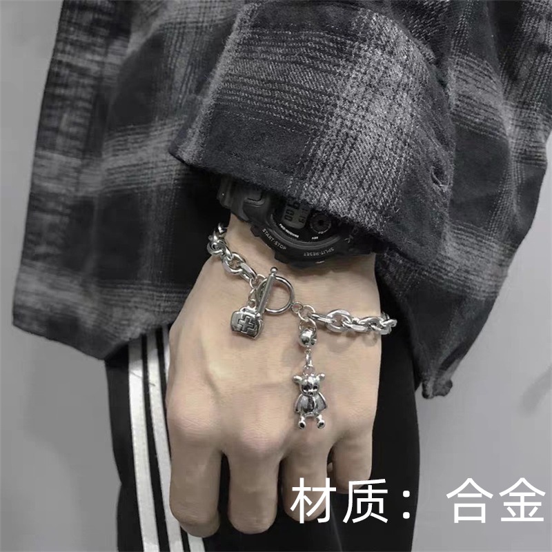 Jepang dan Korea gaya Harajuku style gelang in double lapisan titanium steel gelang pria dan wanita