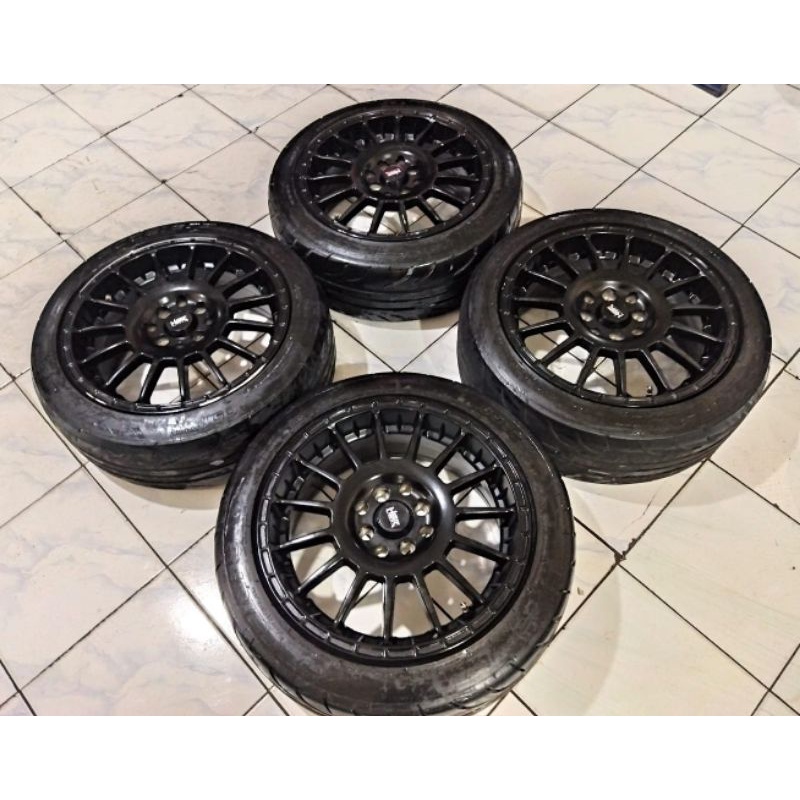 Velg Pelek Mobil Bekas Hsr Arrow Ring 16x7 Pcd 4x100/114,3 +Ban 2pcs 195 50 r16 Buat Jazz Livina Ava