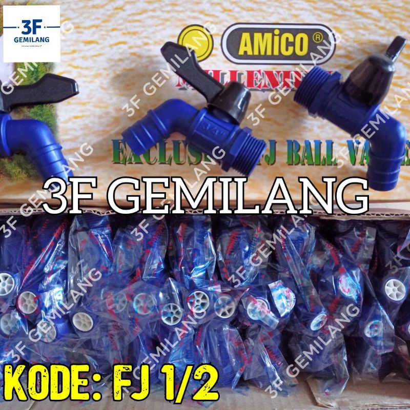 FJ 1/2 - Kran Keran Air PVC Taman Pendek BOLA DAN AS KUNINGAN Uk. 1/2 AMICO