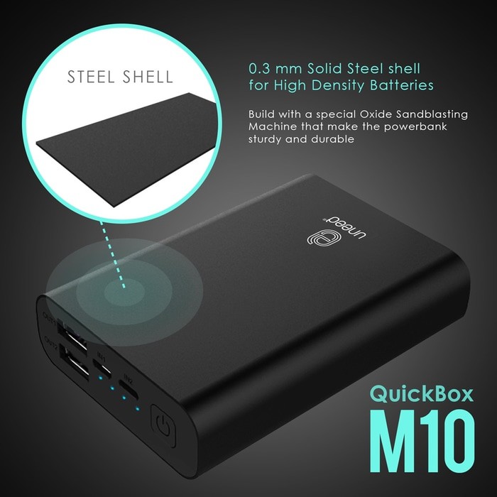 UNEED QuickBox M10 PowerBank 10.000mAh Quick Charge 3.0 Black