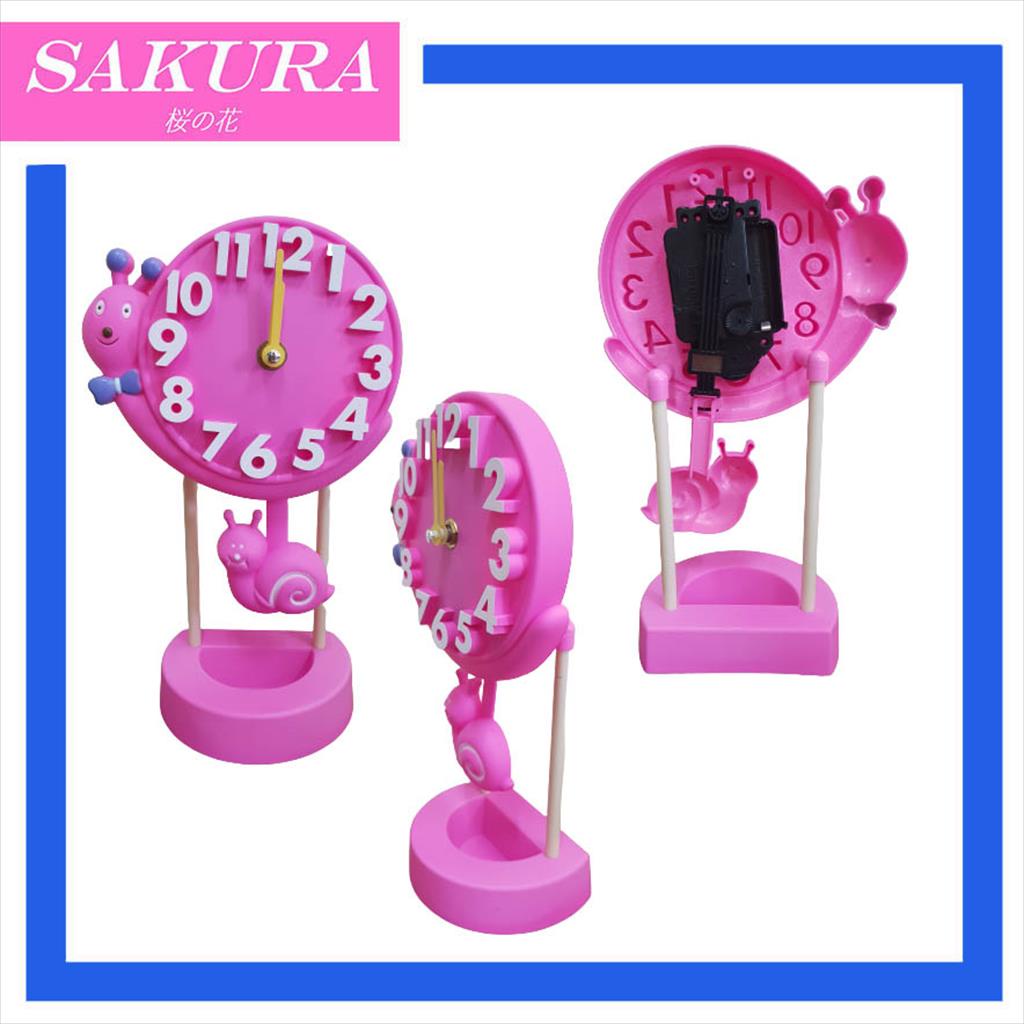 SAKURA Jam Beker/Jam Weker/Jam Meja Bentuk Bulat Swing 833