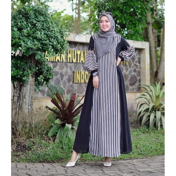 NAILA DRESS STRIPE BY ALDISA GAMIS PESTA CANTIK TERBARU