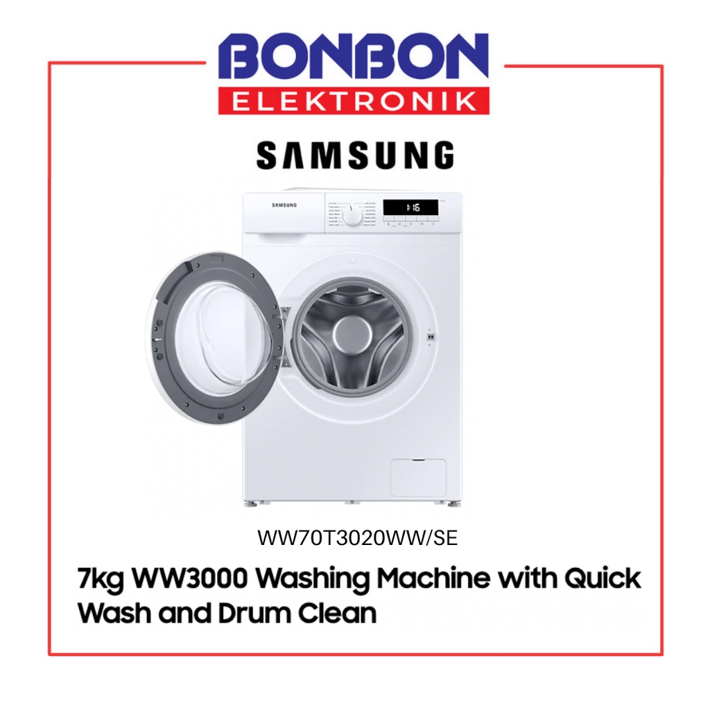 Samsung Mesin Cuci Front Loading 7KG WW70T3020WW/SE Digital Inverter WW3000