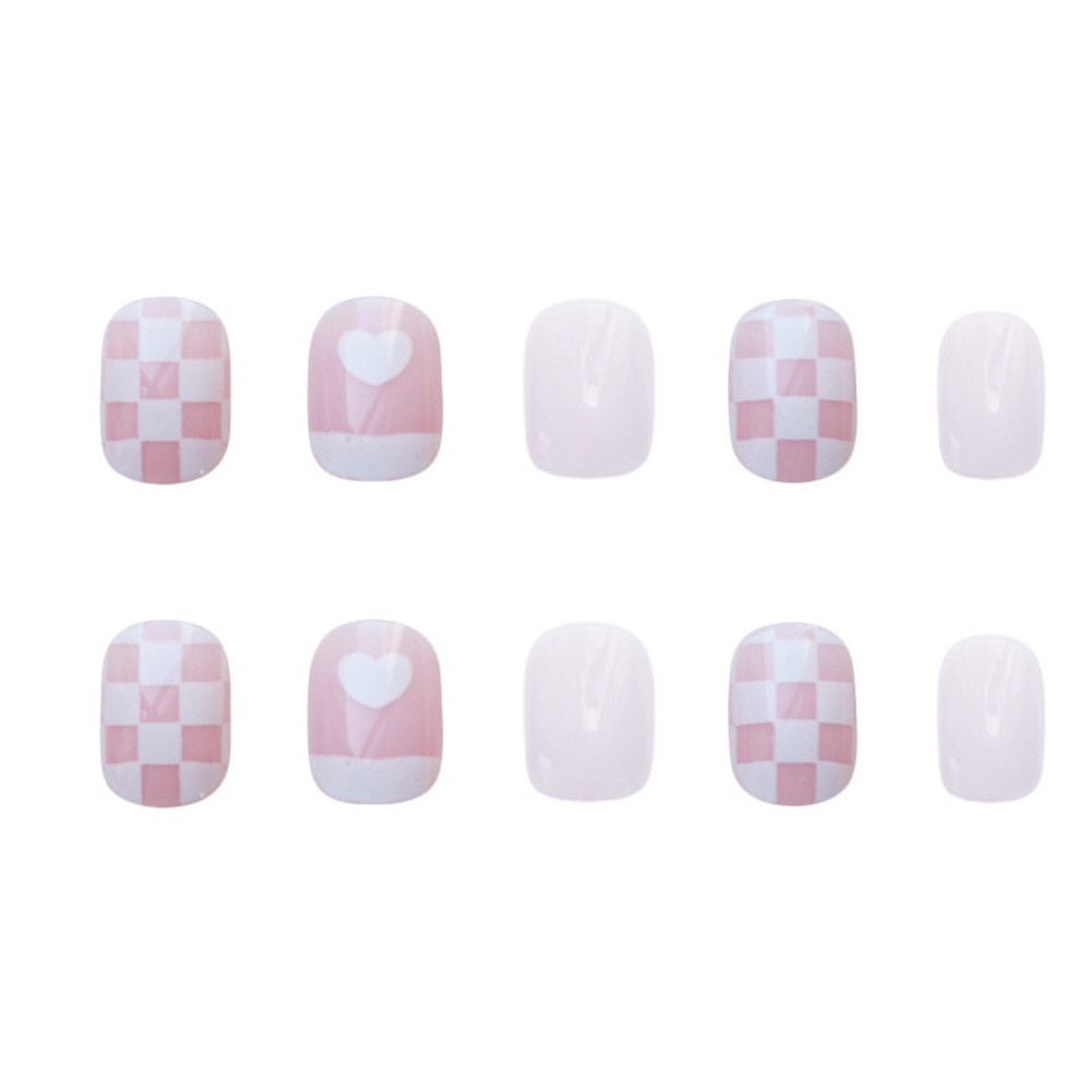 24 Pcs Patch Kuku Motif Kotak-Kotak Untuk Nail Art