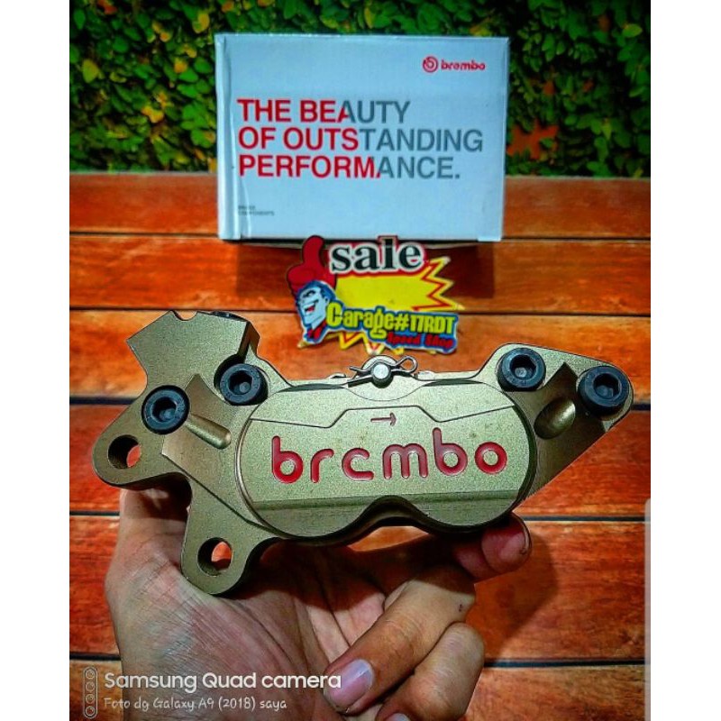 Kaliper Brembo Big 4 Pot 4 Piston 1 Pin Axial Kiri CNC Brown Grade A10 Product Thailand Universal.