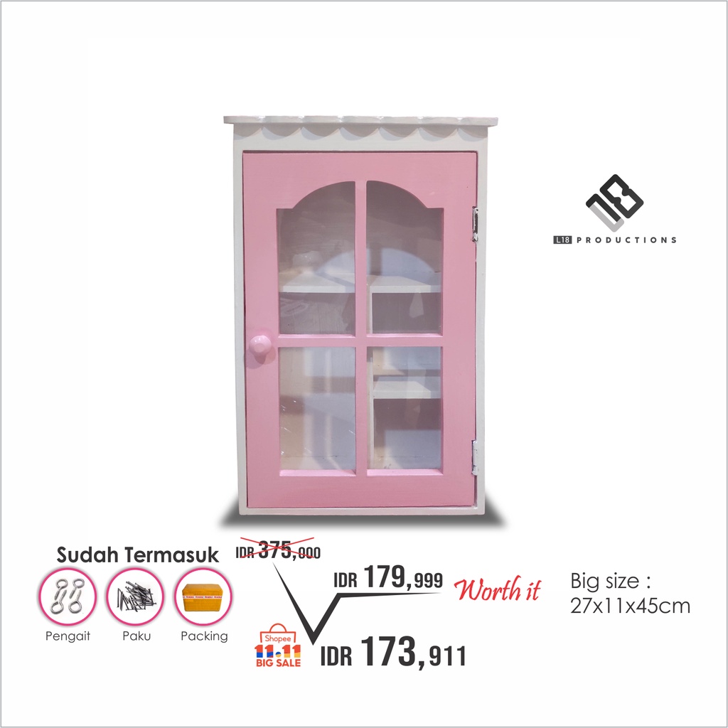 Kotak Obat P3k Rak Penyimpanan Gantung Dinding Kayu Blaster Hiasan Dekorasi Shabby Chic