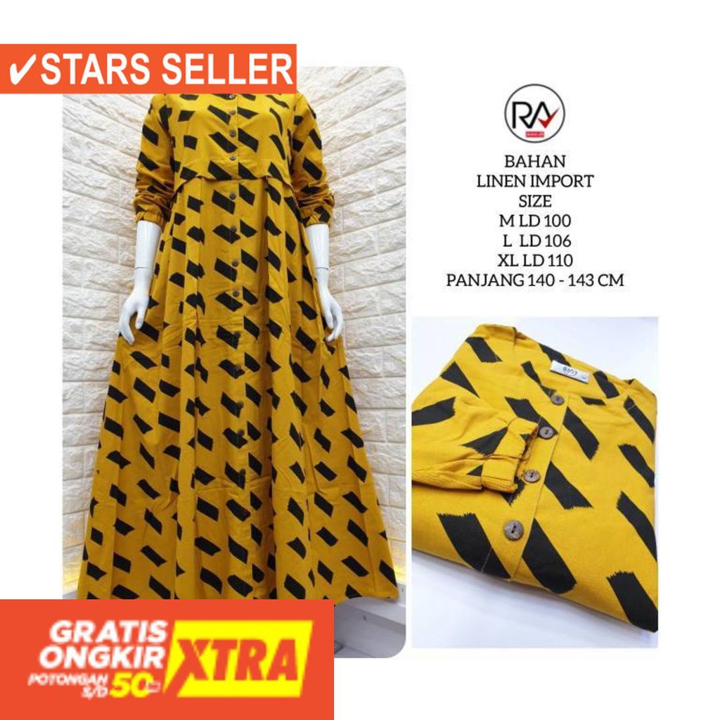 BUSANA MUSLIM PEREMPUAN FASHIONABLE CEWEK CANTIK / GAMIS LINEN PREMIUM IMPORT/ORIGINAL RA