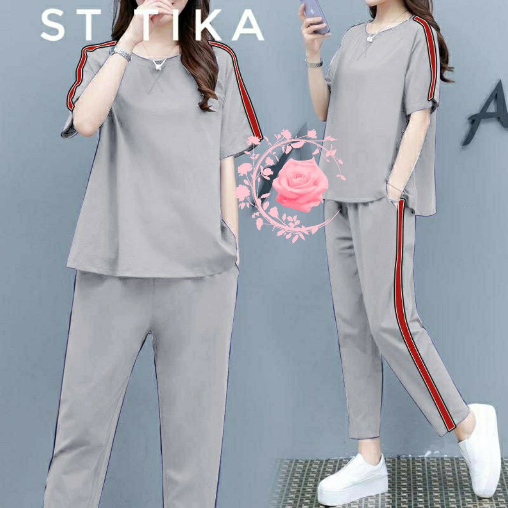 SETELAN TIKA KASUAL LENGAN PENDEK/ PAKAIAN FASHION WANITA / SET BAJU CELANA SANTAI