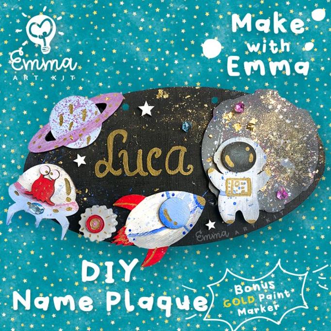 

Emma Art Kit: Space Explorer Wooden Name Plaque. Bonus Gold Marker!