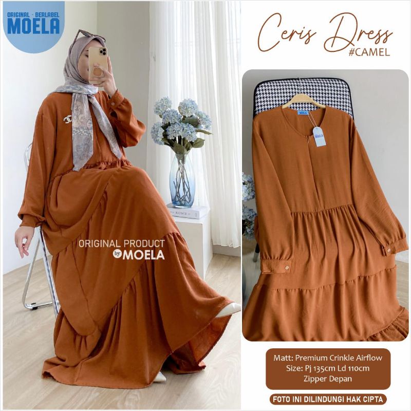 Ceris Simsi Dress Gamis Polos Jumbo Allsize Busui Premium Catton Crinkle Original Ori Moela Berlabel-2
